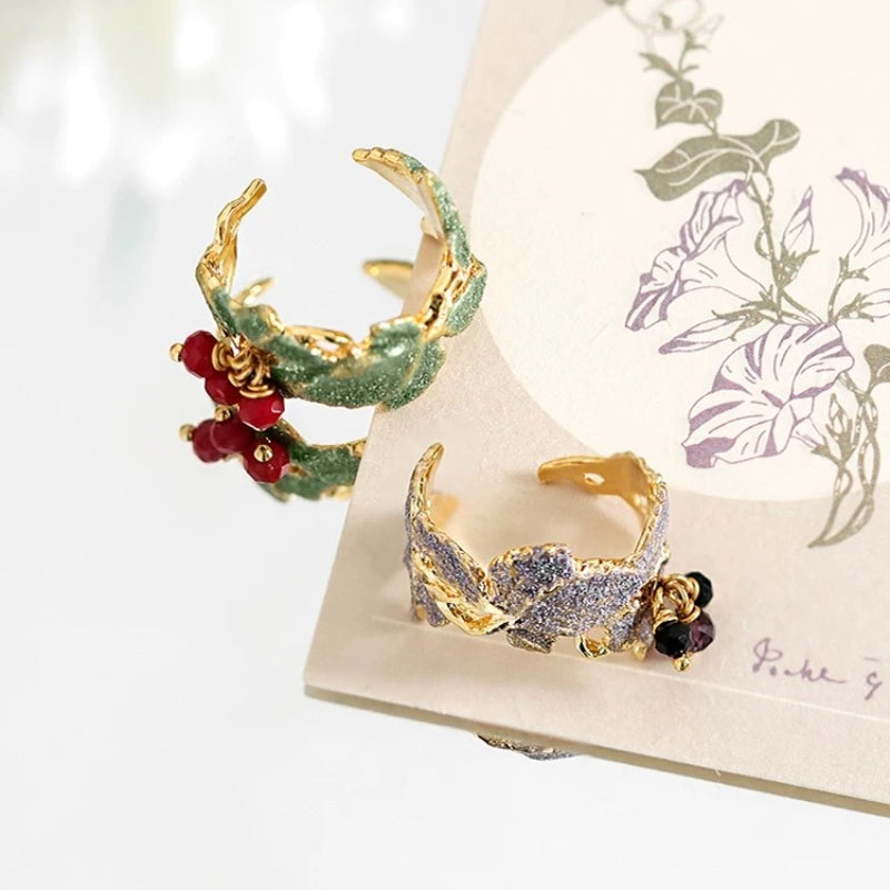 Nature Cranberry Vintage Style Ring, Best ring for spring/summer