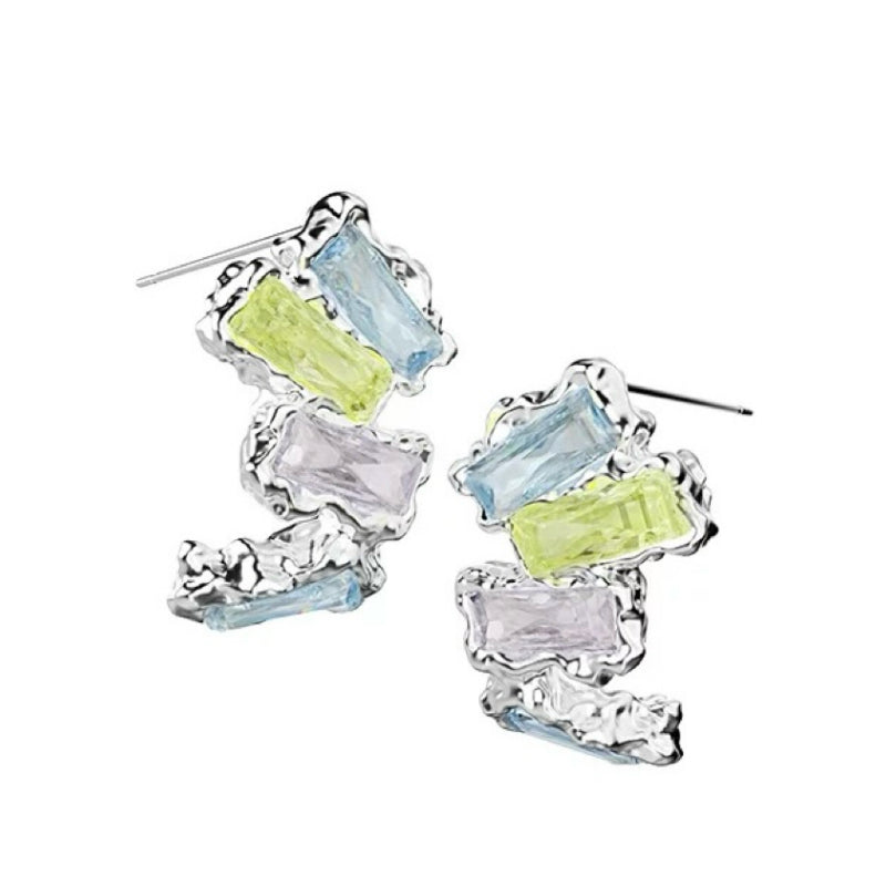Luxurious Contrast Color Zirconia Inlaid Stud earrings for women, Elegant Ear Accessories and Earrings