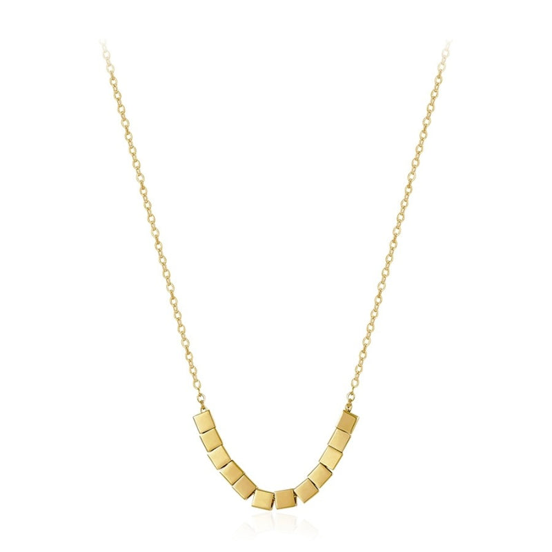 Golden Small Square Candy Necklace for Women, Golden Touch for Spring/Summer