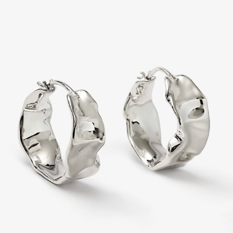Nature water texture silver earing