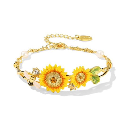 Sweet Enamel Sunflower Bracelet Hand Chain