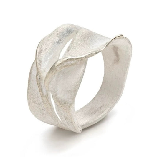 Moon Texture Minimalist Silver Ring, Luna Silver Ring